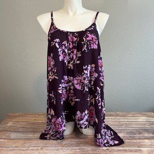 Torrid Georgette Shark Bite Hem Swing Cami - Purple Floral